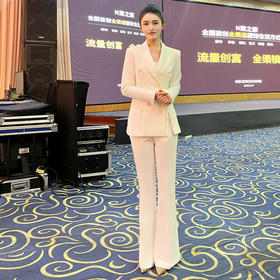 IWY/高级感白色西装套装气质主持人西服外套商务职业正式场合正装203003C1+P3