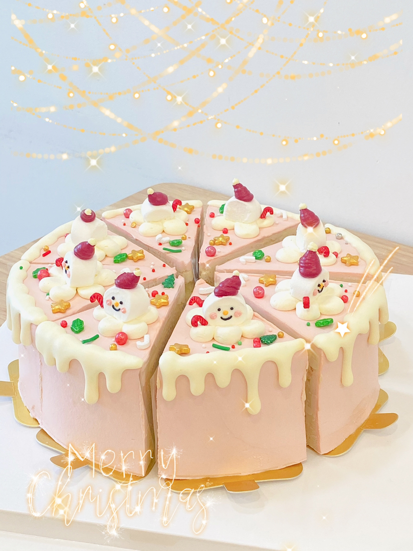 「节日特别款」堆雪人 栗子红茶切块 蛋糕