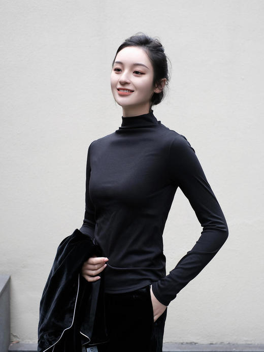 盛唐牡丹 |艾蒂芮拉| Tencel莫代尔新疆长绒棉高领打底衫 商品图2