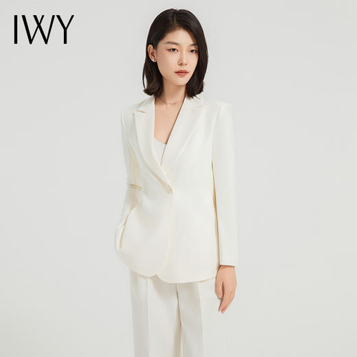 IWY/白色西装套装女秋冬商务高端职业装气质播音主持人艺考正装工作服C13515+P13515 商品图3