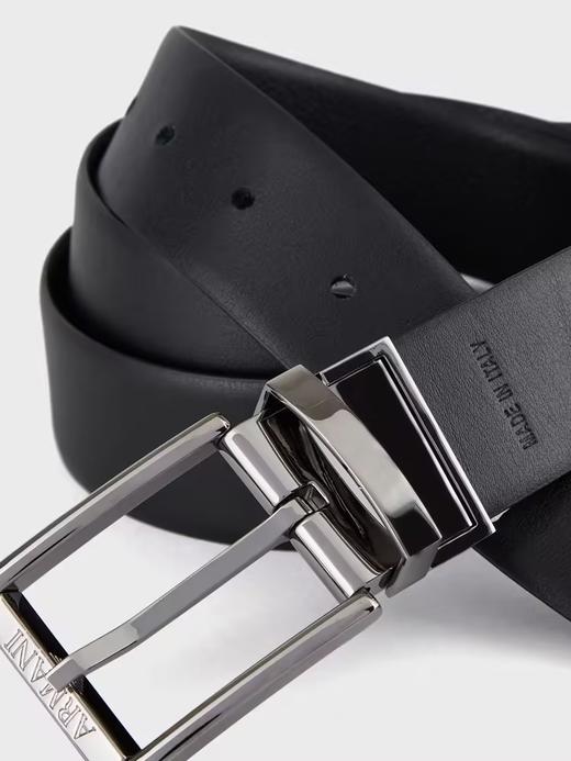 E ARMANI 正反两用简约针扣腰带男  Y4S071YKL1J-88001 黑色/黑色.100%BOVINE LEATHER - TRANSFER COATING SPLIT LEATHER 商品图2