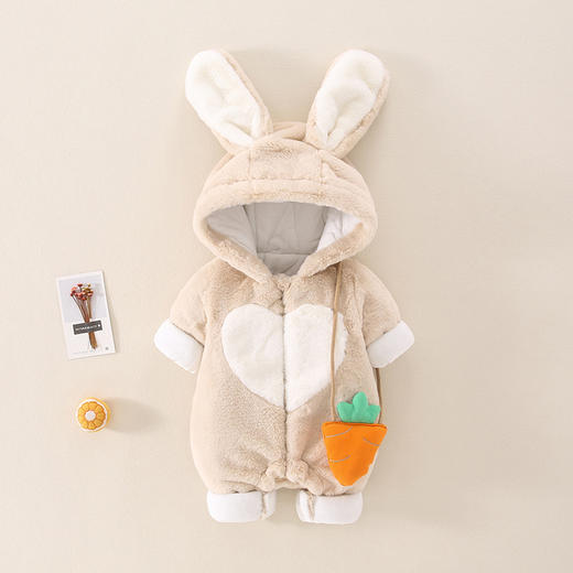 婴儿秋冬装衣服带帽加厚女宝宝外出抱衣满月公主连体衣可爱毛毛衣 商品图2