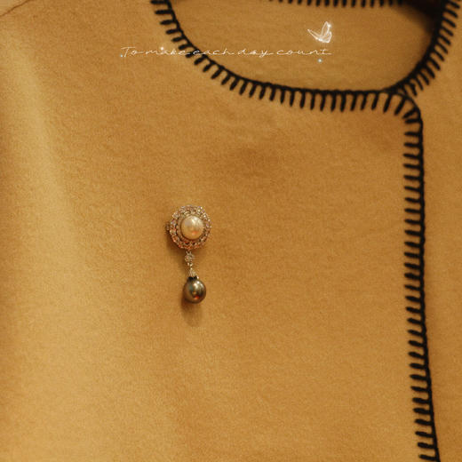 甄珠贝 复古中式胸针 淡水11-12mm + 大溪地水滴10-11mm 商品图6