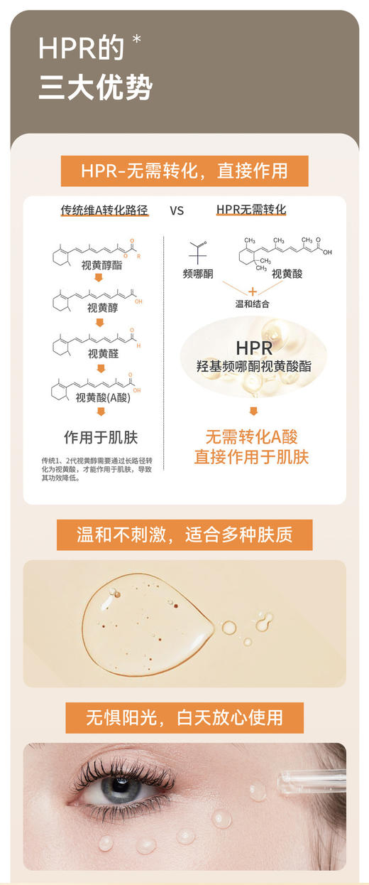 Topc紧致焕颜HPR精华液 A醇温和不刺激K老； 8.75ml小瓶装双仓锁鲜研磨避光分仓包装，一按一摇一压锁住鲜活，方便多次使用和保存（早A晚C创新科学护肤新方式） 商品图10