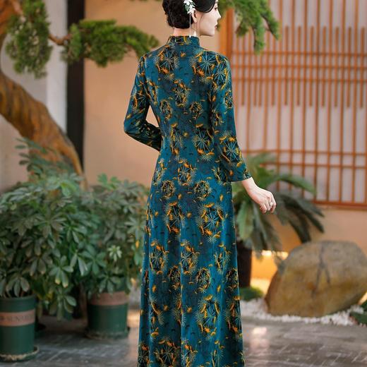 SYG-667秋冬长款遮肚子连衣裙新款气质减龄女神范高端印花打底裙子 商品图1