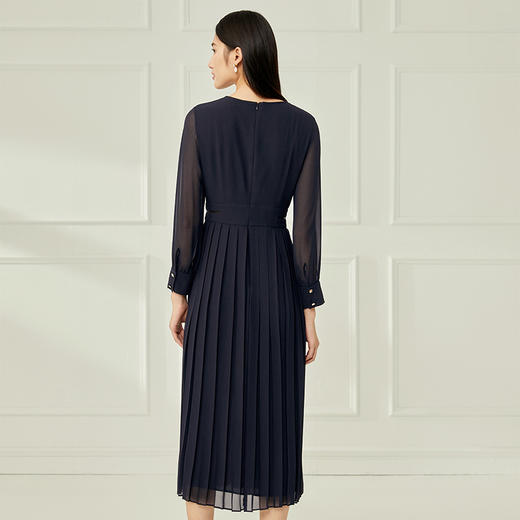 EITIE爱特爱气质高级感网纱垂坠长裙连衣裙纯色通勤秋季新款6007771L 商品图8