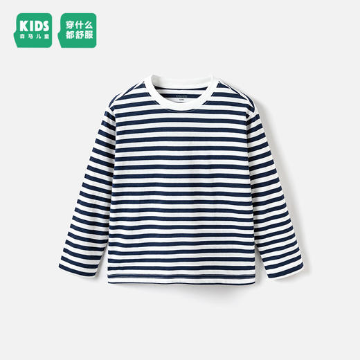 森马儿童童装长袖T恤年春季新款男童女童时尚百搭条纹打底衫 商品图2