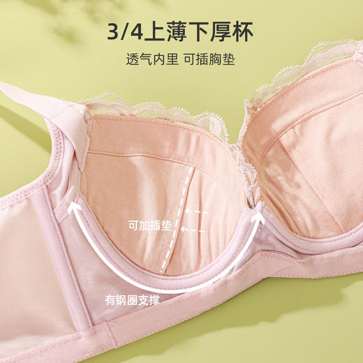 熳洁儿 精致蕾丝小胸聚拢性感蕾丝内衣女侧收聚拢文胸19201313 商品图3