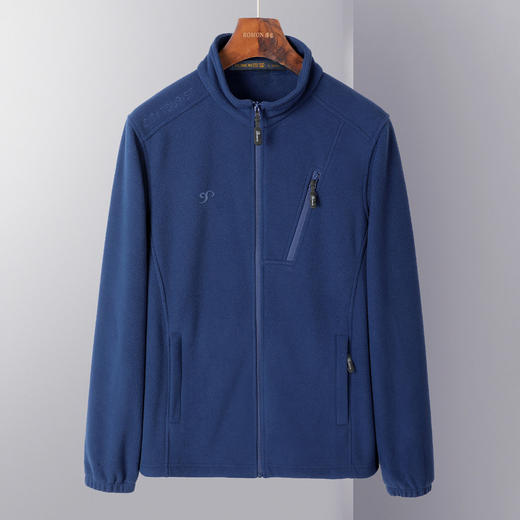 【摇粒绒】罗蒙秋冬季外套男加绒保暖纯色休闲通勤百搭抓绒衣男士外套 商品图2