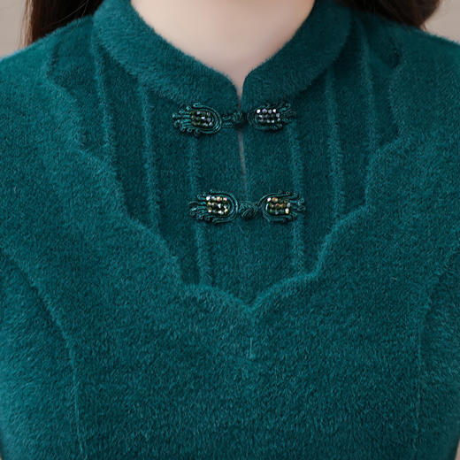 QYM H1601-Y时尚加厚连衣裙仿貂绒保暖复古旗袍裙 商品图5