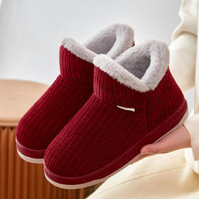 TZF-DD-冬季保暖棉拖鞋高包跟男女款厚底可外穿防滑妈妈棉鞋中老年居家鞋