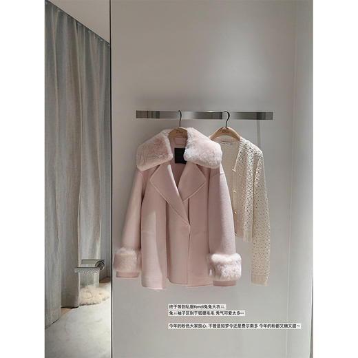 金蘑菇菇 温蒂公主的赴约 fend*兔兔大衣 / 兔毛领毛呢大衣外套 商品图1