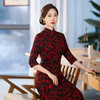 SYG-528春新款弹力蕾丝复古长款旗袍连衣裙中国风优雅立领改良旗袍女 商品缩略图3