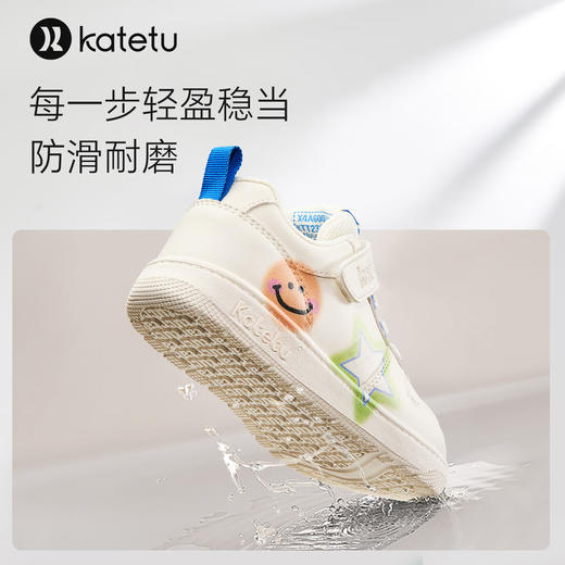 卡特兔童鞋女童板鞋2024春季新款幼儿园小白鞋软底防滑透气跑步鞋 白绿橙 商品图3