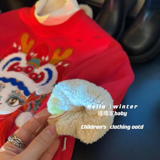 【39.9/件 拜年服刺绣加绒】冬季儿童加绒加厚卫衣，过年圣诞系列上衣聚 商品图3
