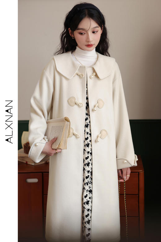 鹿向南《琅玕粉黛》娃娃领单面呢毛呢外套冬2023新款大衣女设计感 商品图5