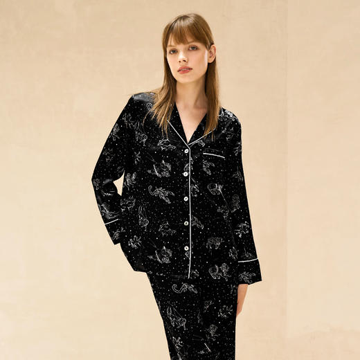 Solo seta重磅真丝睡衣套装女桑蚕丝星座印花丝绸家居服2025新 商品图4