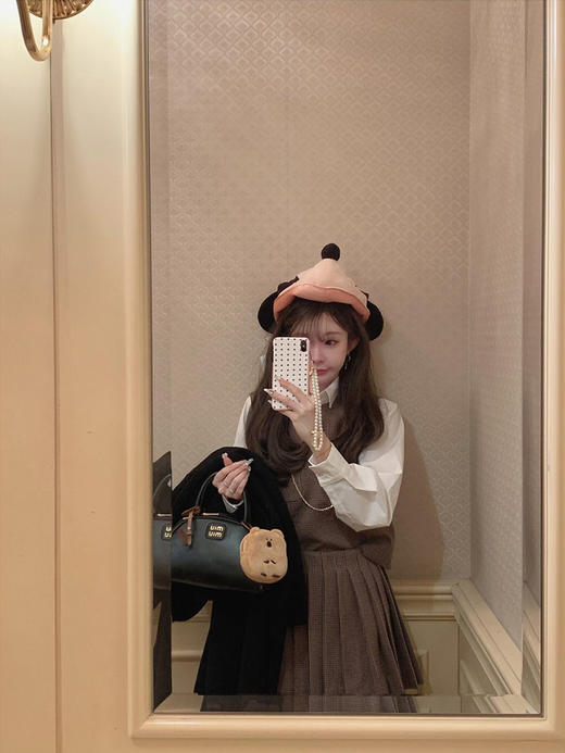 金蘑菇菇 元英妹妹呀 miu系格裙三件套/ 复古英伦学院风内搭套装 商品图3