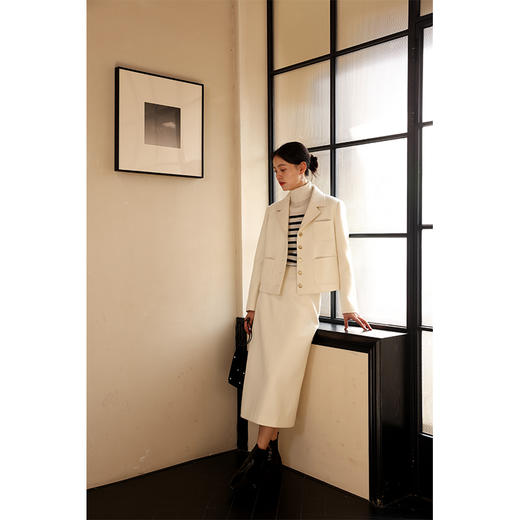 HeyDress小香风半身裙女秋冬高腰显瘦直筒a字半裙毛呢羊毛气质裙 商品图2