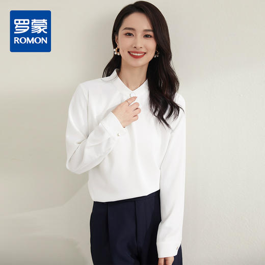 【职业干练】罗蒙四季款女士长袖衬衫舒适亲肤大众简约百搭优雅衬衫女 商品图0