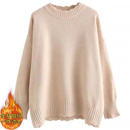 秋冬【加绒加厚学院风毛衣女】宽松 套头 胖mm200斤 百搭日系 打底衫 商品图12