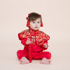 【初生礼遇 绵柔呵护】女宝秋装抓周周岁连体衣婴儿衣服新生儿满月百天唐装生日宴套装红 商品缩略图3