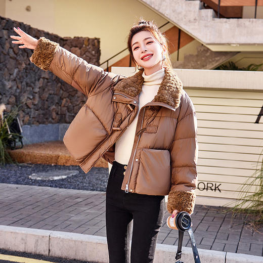 短款羊羔毛拼接羽绒服，冬季新款女装保暖外套潮HR-HSYL2862 商品图7