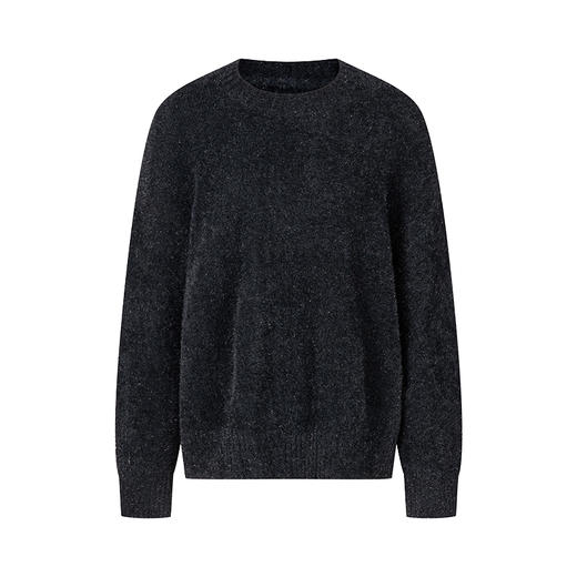 HeyDress软糯仿貂毛毛衣女冬季圆领宽松慵懒感金丝套头针织衫上衣 商品图6