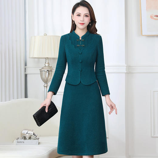 QYM H1598-Y假两件厚款连衣裙复古仿貂绒时尚气质 商品图2