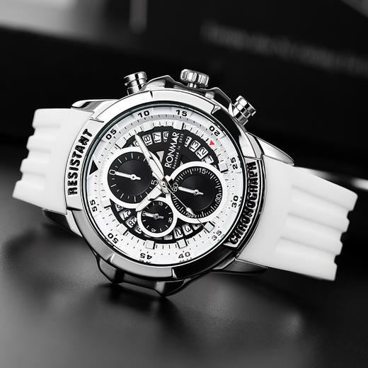 朗玛 RONMAR 熊猫系列三眼六针多功能计时石英手表男士运动腕表 SR01 商品图6