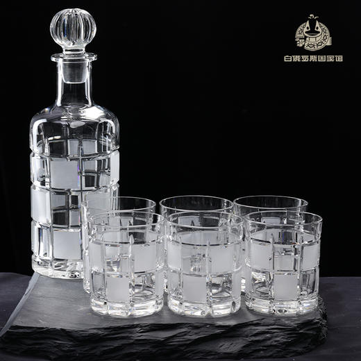 白俄罗斯水晶杯 威士忌酒杯套装 醒酒器+6个杯子 商品图0