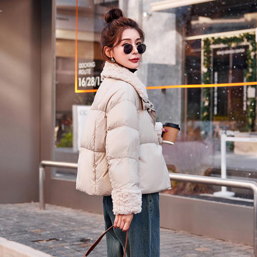 短款羊羔毛拼接羽绒服，冬季新款女装保暖外套潮HR-HSYL2862 商品图3