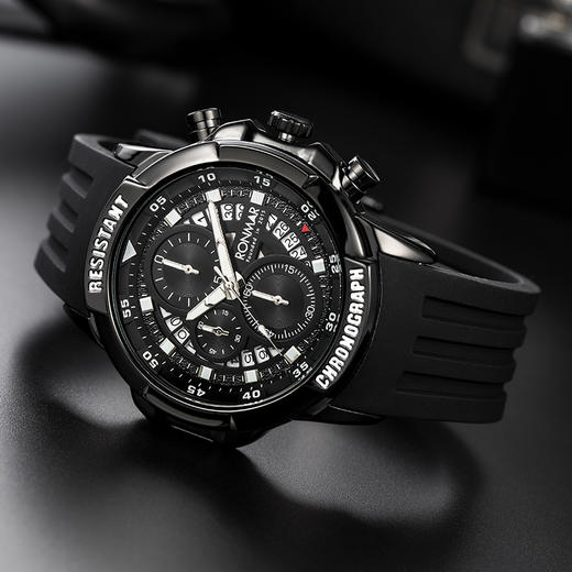 朗玛 RONMAR 熊猫系列三眼六针多功能计时石英手表男士运动腕表 SR01 商品图4