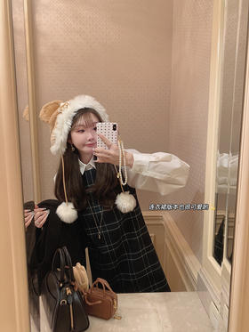 金蘑菇菇 元英妹妹呀 miu系格裙三件套/ 复古英伦学院风内搭套装