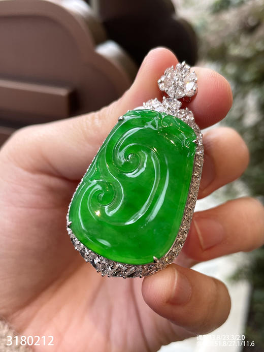 老坑阳艳绿如意吊坠【3180212】具体价格微信咨询 商品图2