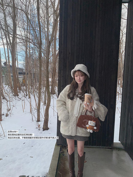 金蘑菇菇 香香羽绒三件套/ 宽松设计感精致夹棉外套 商品图3