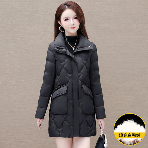 简约修身时尚羽绒服，翻领长袖妈妈装防寒保暖白鸭绒外套QYM-XQD-7D2318-L 商品图3