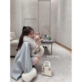 金蘑菇菇 Ombres玉兔 lp小斗篷系列/ 10羊绒狐狸毛领双面呢大衣