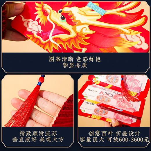 【新年创意折叠红包】2024龙年折叠红包新款过年春节创意生肖压岁拉伸钱包袋利是封卡位 商品图3