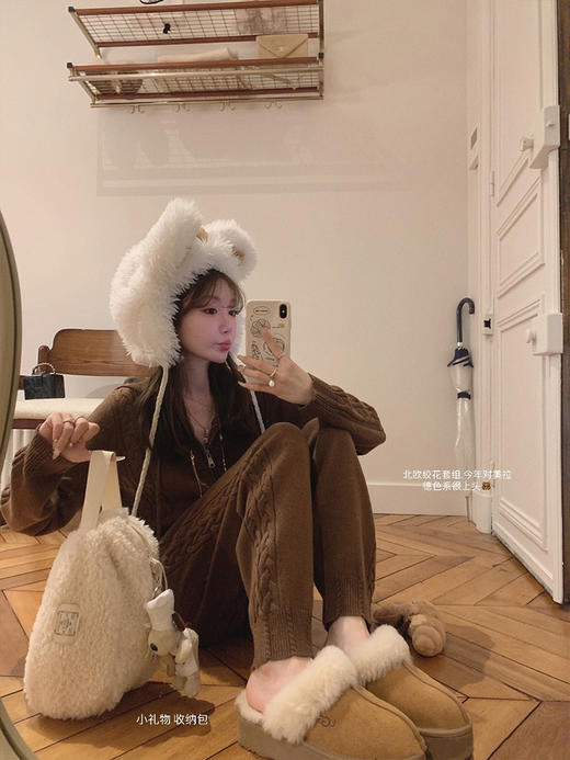 金蘑菇菇 bc线 北欧手作绞花系列/设计感针织裤 商品图4