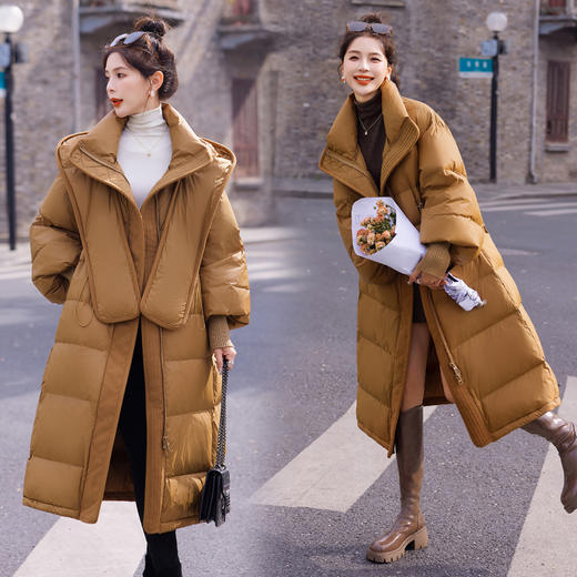 冬装新款，90白鸭绒加厚长款连帽羽绒服（帽子可拆卸）HR-YJLY9008 商品图4