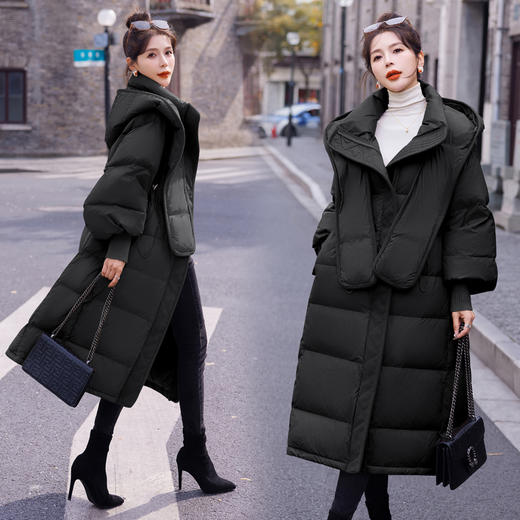 冬装新款，90白鸭绒加厚长款连帽羽绒服（帽子可拆卸）HR-YJLY9008 商品图2