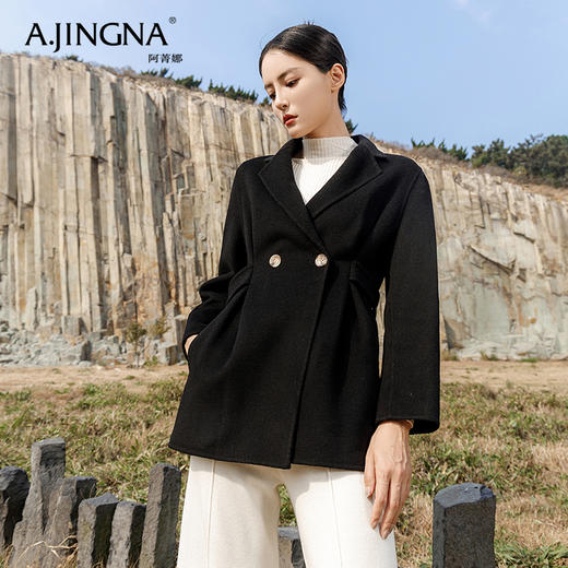 【商场同款】阿菁娜时尚收腰百搭羊毛大衣A28D211009 商品图0