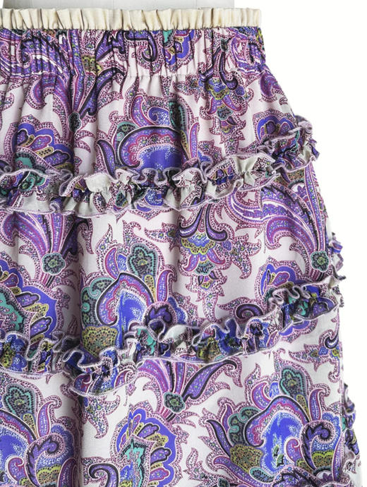 TYNVIE 撞色腰线斜开衩半裙- 紫印花 商品图4