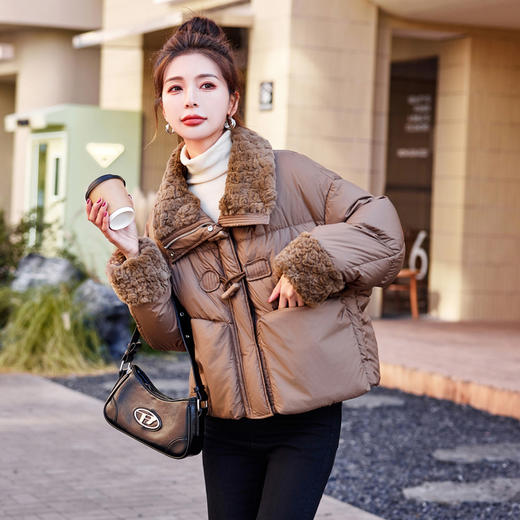 短款羊羔毛拼接羽绒服，冬季新款女装保暖外套潮HR-HSYL2862 商品图8