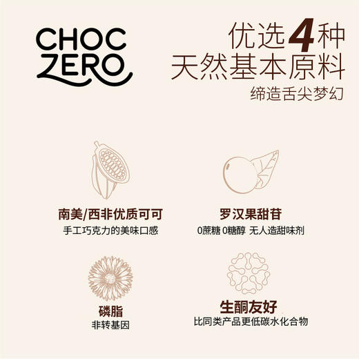 ChocZero 黑巧克力巴旦木海盐排块 45g/盒  4片/盒 0蔗糖 生酮友好 饱腹代餐儿童零食 商品图4