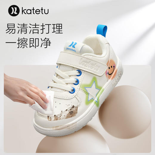 卡特兔童鞋女童板鞋2024春季新款幼儿园小白鞋软底防滑透气跑步鞋 白绿橙 商品图2