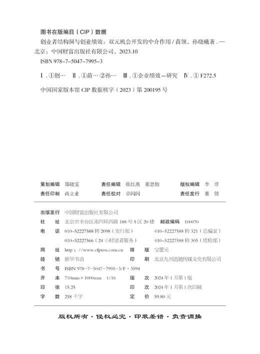 创业者结构洞与创业绩效 商品图3