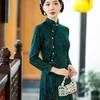 SYG-677春秋新款碎花旗袍长袖女高贵气质秋冬长裙 商品缩略图2