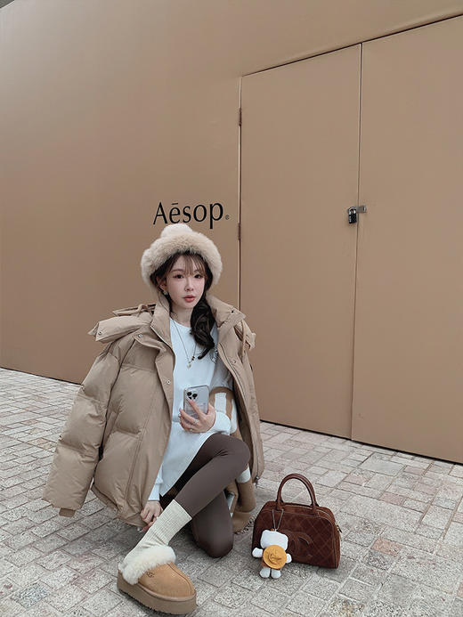 福利 金蘑菇菇 挪威雪季 ami滑雪羽绒/ 连帽短款中性风羽绒服潮 商品图2